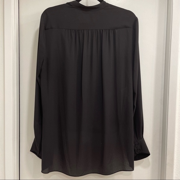 BCBG MaxAzria black long sleeve blouse. Roll up sleeve longer back - Picture 2 of 5